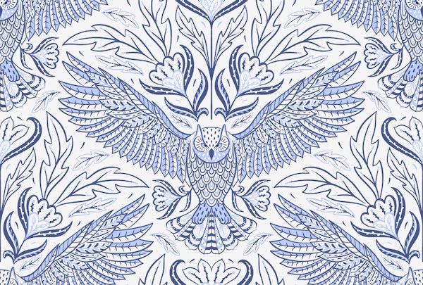 owl ink blue - chinoiserie