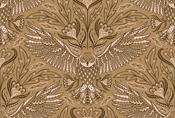 owl gold brown - dark academia
