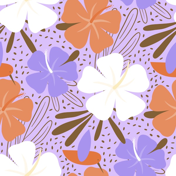 Hibiscus and hummingbird Repeat Pattern