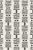 Modern boho plants stripes - black white papel pintado