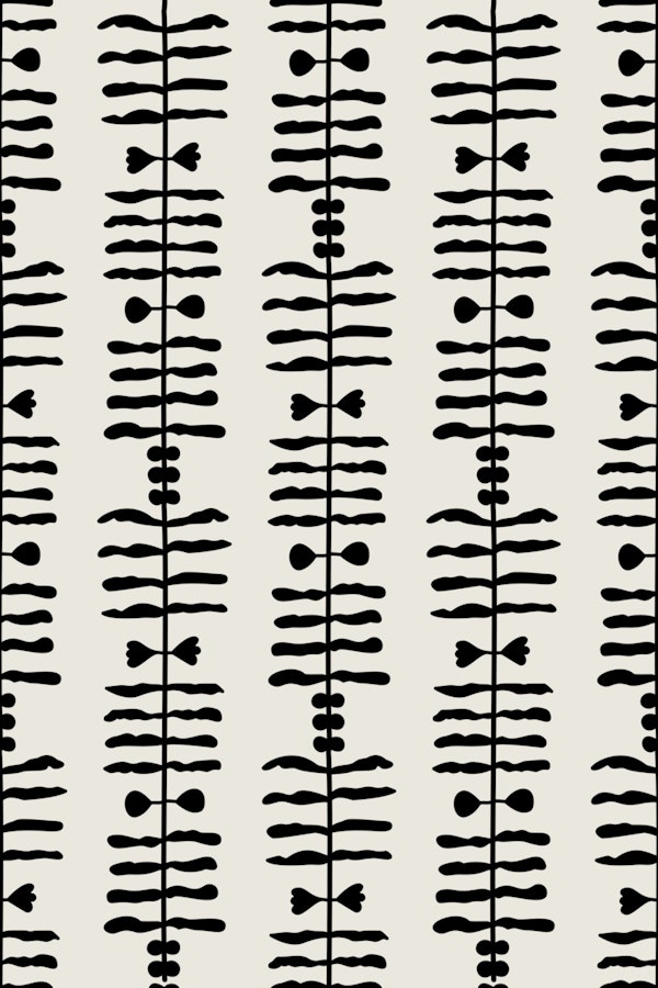 Modern boho plants stripes - black white