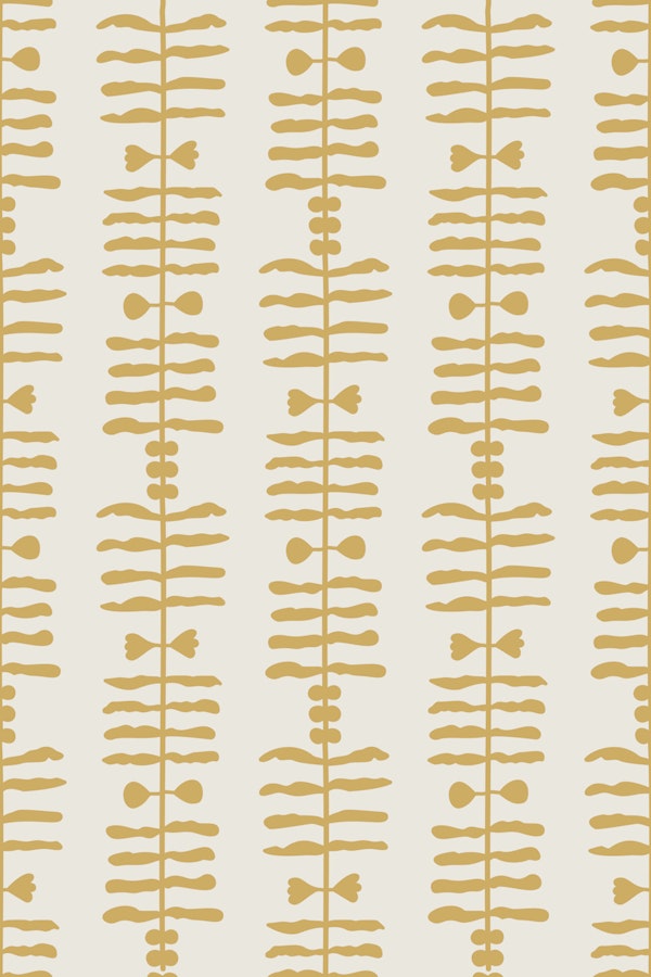 Modern boho plants stripes - cooper yellow