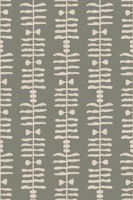 Modern boho plants stripes - sage grey wallpaper