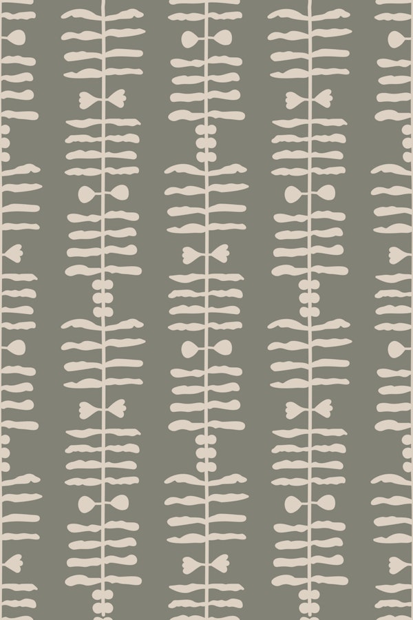 Modern boho plants stripes - sage grey