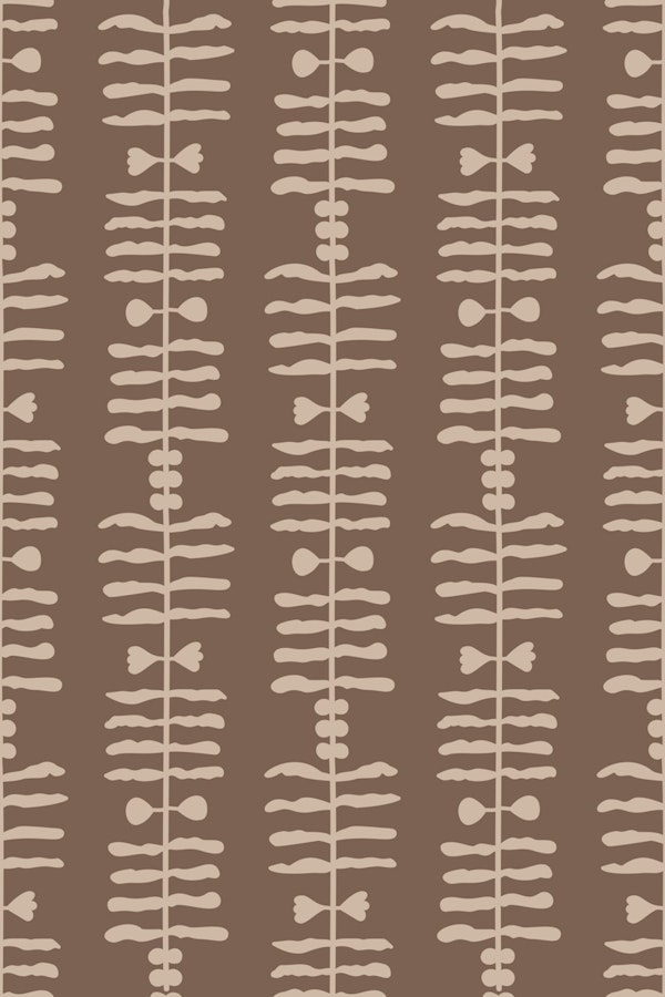 Modern boho plants stripes - brown