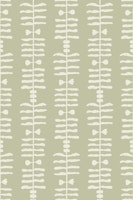 Modern boho plants stripes - light sage wallpaper