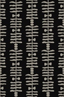 Modern boho plants stripes - black wallpaper