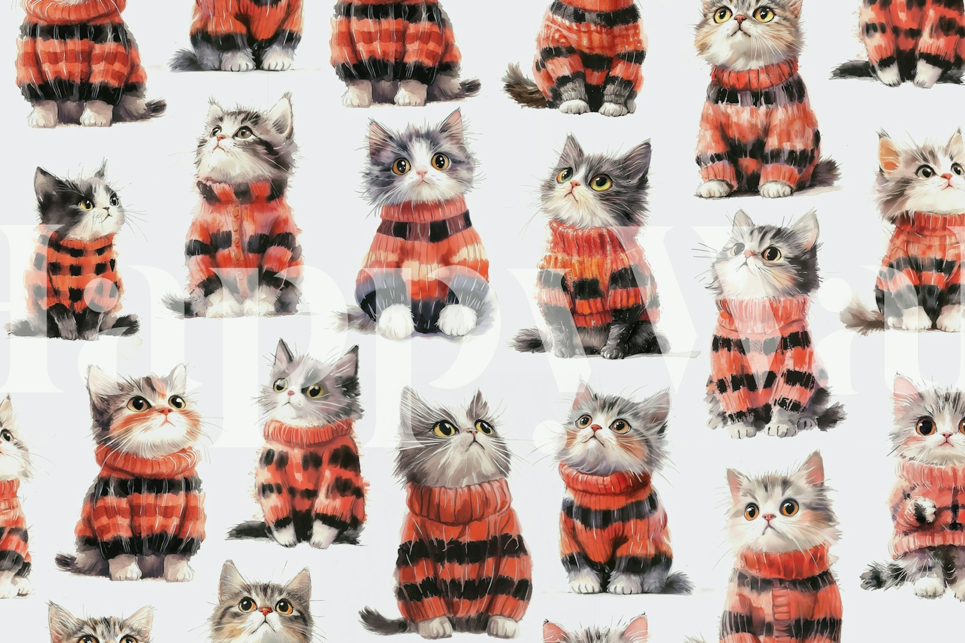 Tapeta Pullover Cats v nastavení místnosti