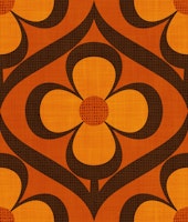 Large Retro Floral Burnt Orange Flowers Geo papiers peint