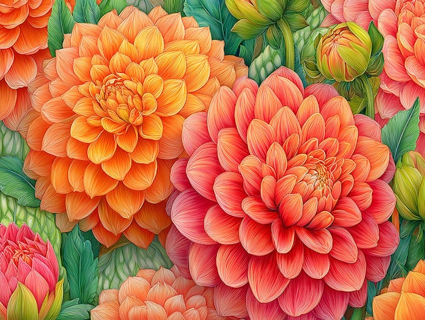 Vibrant Dahlia Blooms