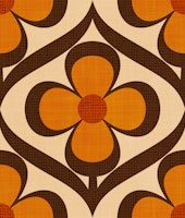 70s Floral Retro Geo Flowers Beige Orange behang