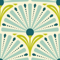Elegant Art Deco Daisy in Teal Green - S ταπετσαρία