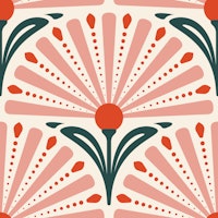 Elegant Art Deco Daisy in Pink Green - L ταπετσαρία