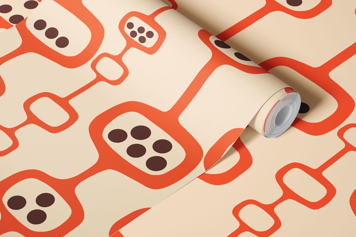 Mid Century Modern Podscape Burnt Orange wallpaper roll
