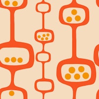 Mid Century Modern Podscape Orange Beige wallpaper