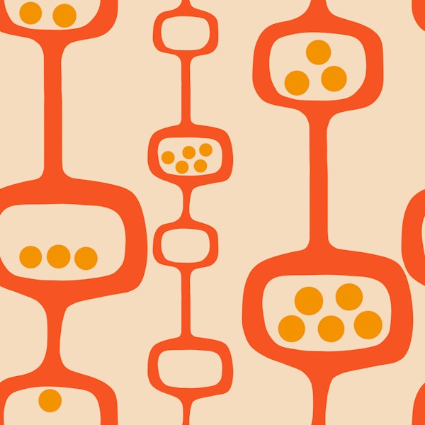 Mid Century Modern Podscape Orange Beige