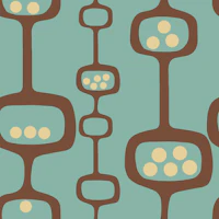 Mid Century Modern Podscape Teal Brown wallpaper