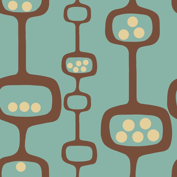 Mid Century Modern Podscape Teal Brown