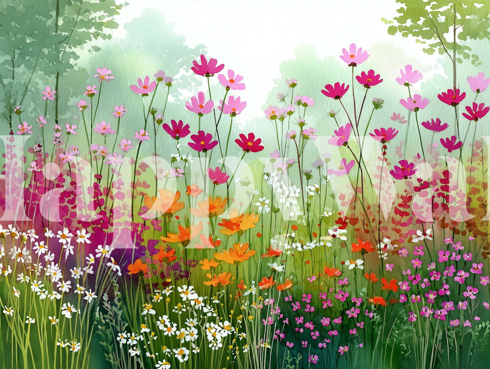 Papel de parede floral em um quarto elegante