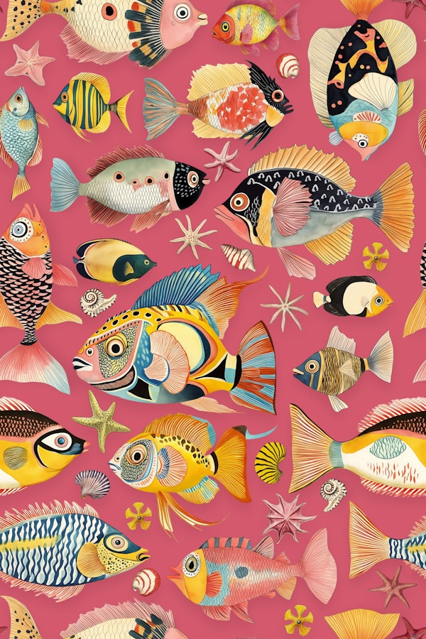 Whimsical Underwater World Fish Pattern