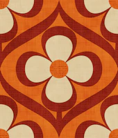 Mid Century Modern Floral Orange and Red wallpaper