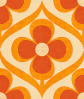 70s Groovy Floral Retro Geo Orange Flowers wallpaper