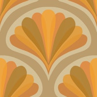 Midcentury Scallop Blossom Beige Brown small tapete