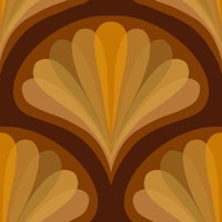 Midcentury Scallop Blossom Brown behang
