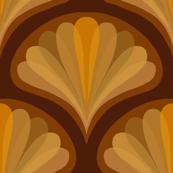 Midcentury Scallop Blossom Brown