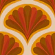 Midcentury Scallop Blossom Beige Orange Small