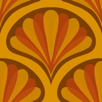 Midcentury Scallop Blossom Orange Brown tapete