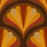Midcentury Scallop Blossom Dark Brown Small tapeta