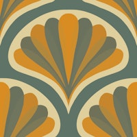 Midcentury Scallop Blossom Teal wallpaper