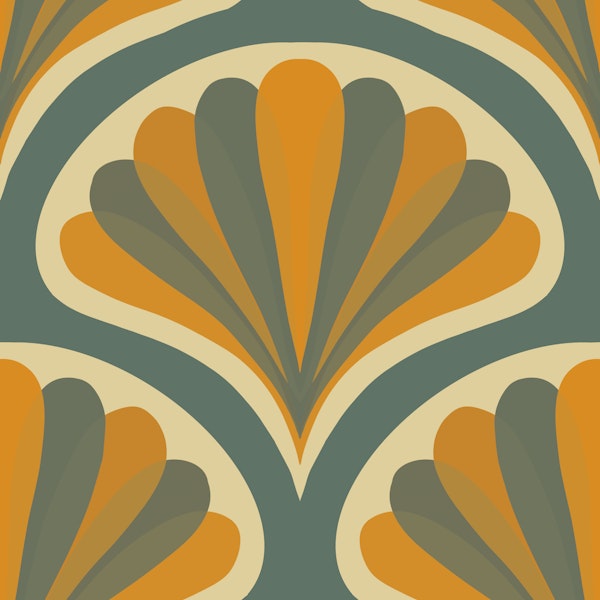 Midcentury Scallop Blossom Teal