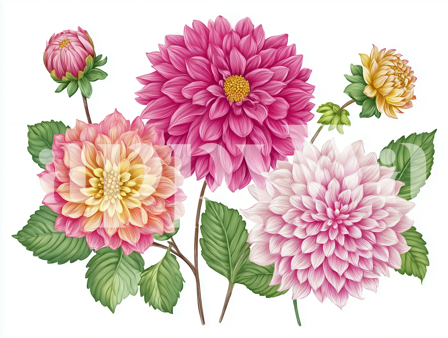 Papel de parede Pink Dahlia Elegance em um quarto