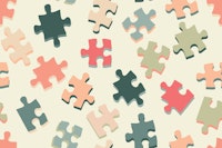 Vintage puzzle in pink and turquoise wallpaper