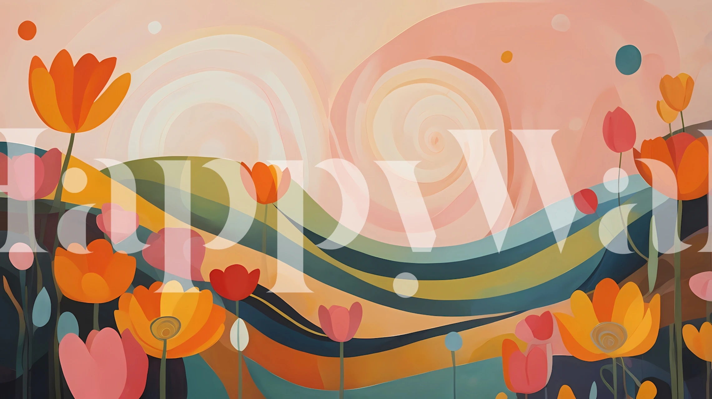 Radiant Horizon Blooms wallpaper in a room