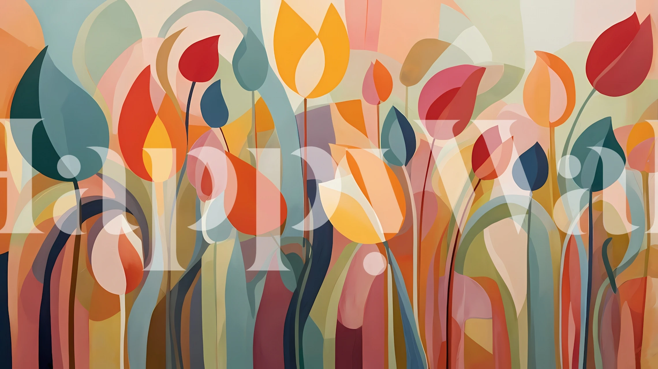 Modern Floral Harmony wallpaper in a room