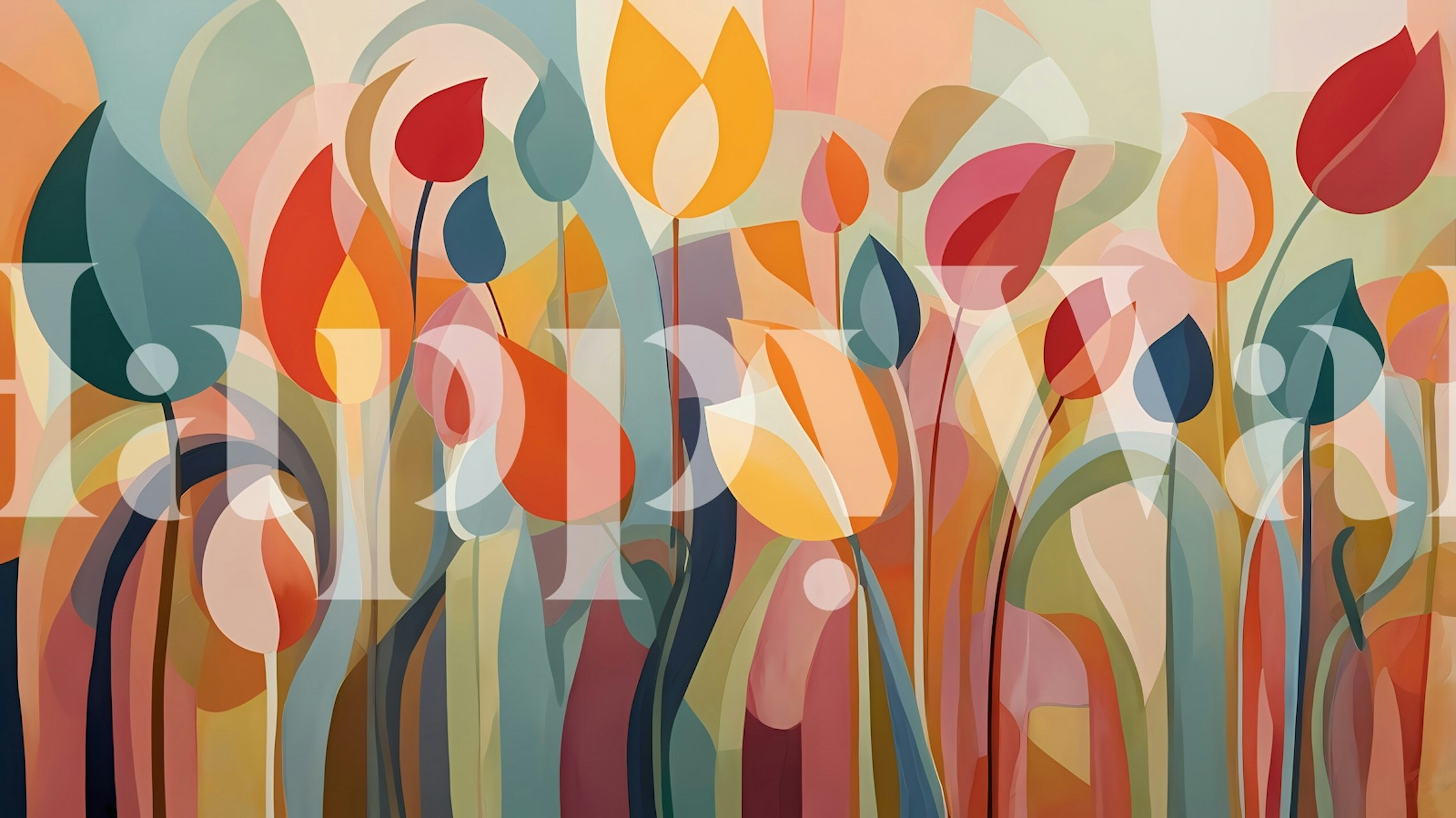 Modern Floral Harmony wallpaper in a room