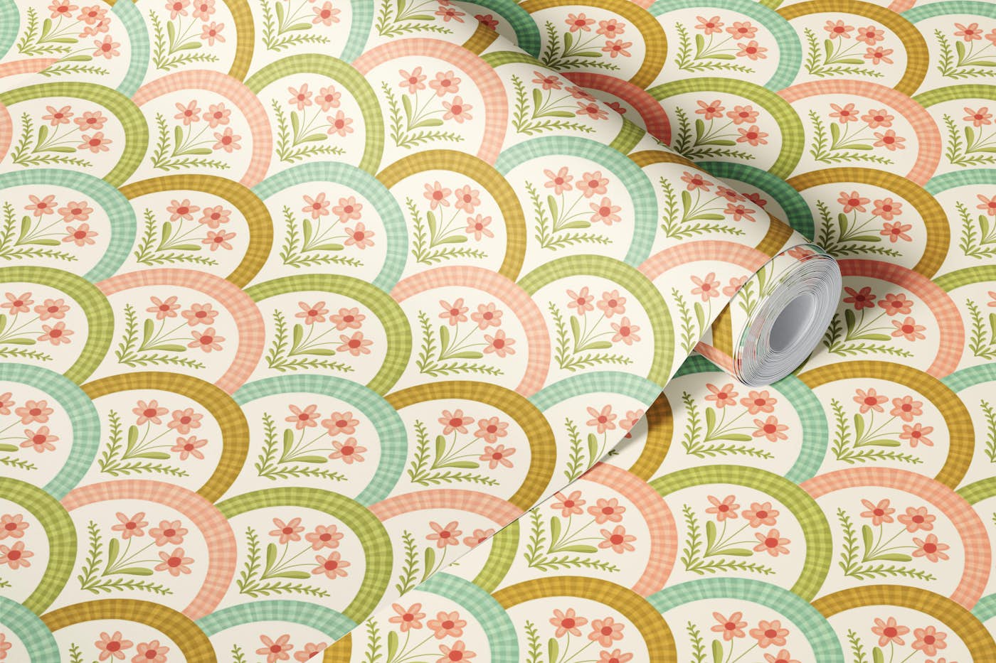Cottage Flowers - Buttercream wallpaper roll