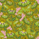70s Retro Flowers Meadowland Green