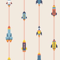 Mid-Century Modern Spaceships Rocket Space wallpaper