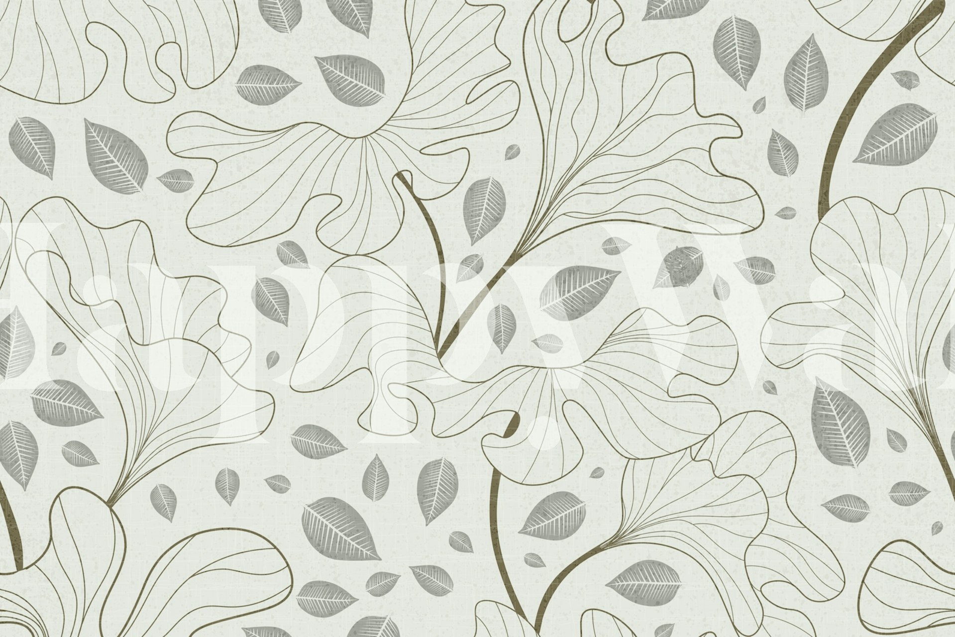 Ginkgo leaves pattern in soft blue and cream wallpaper