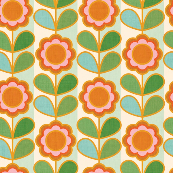70s Daisy Flower Power - Pink Green