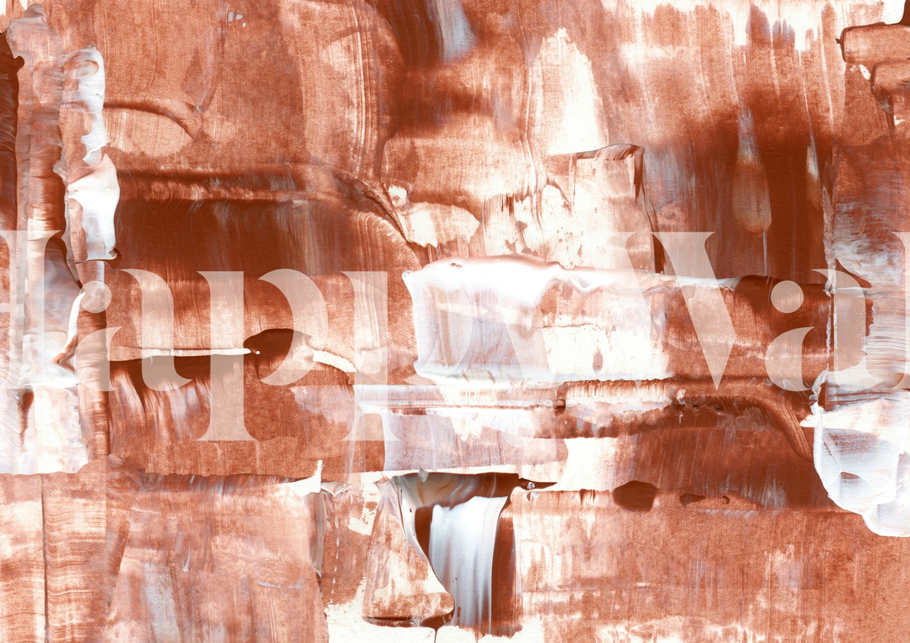 Burnt Sienna and White Brushstroke wallpaper in a room