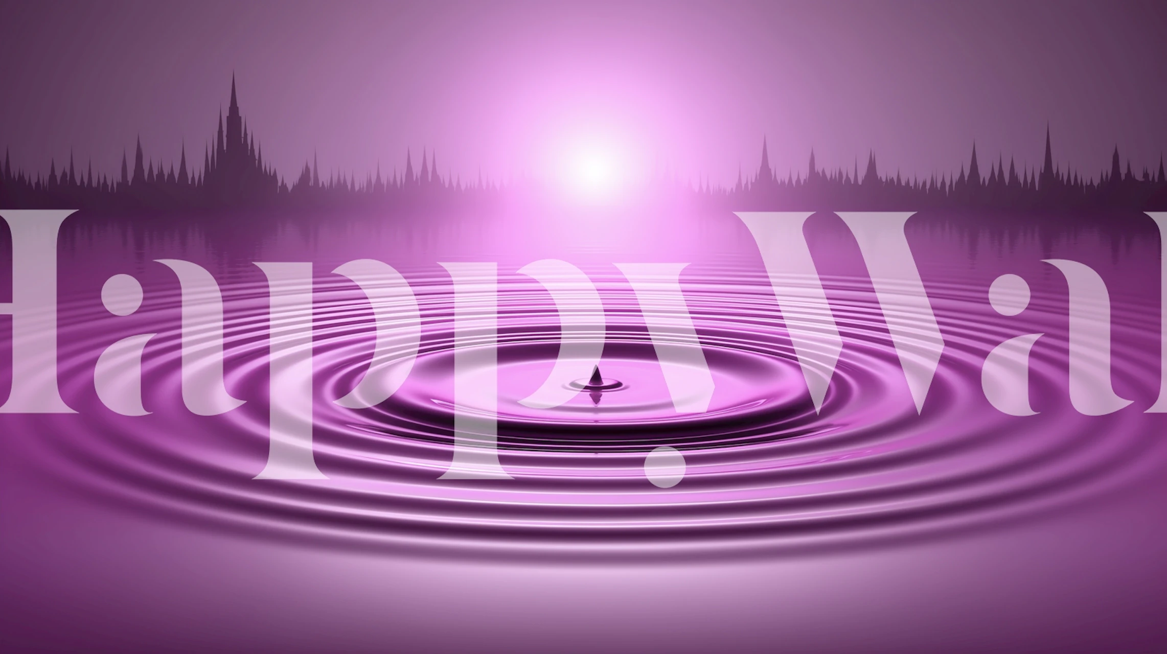 Purple ripples wallpaper in modern interior