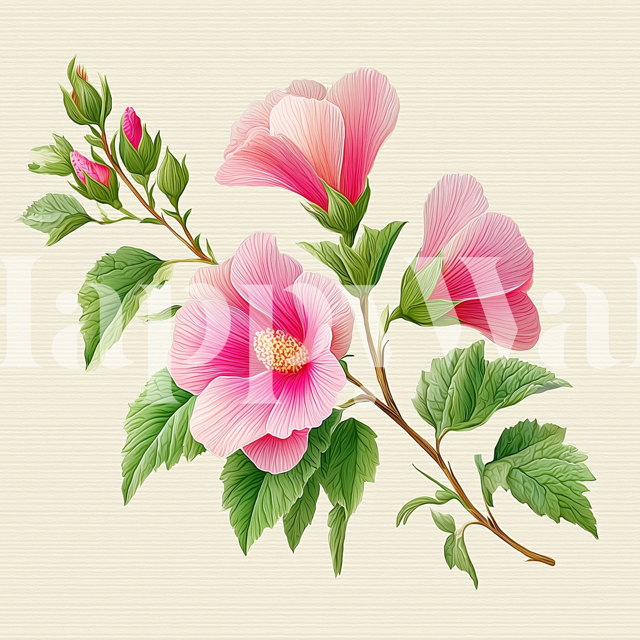 Pink Hibiscus wallpaper u postavci sobe