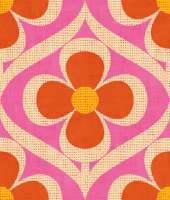 Orange and Pink Floral Retro Abstract Flowers wallpaper