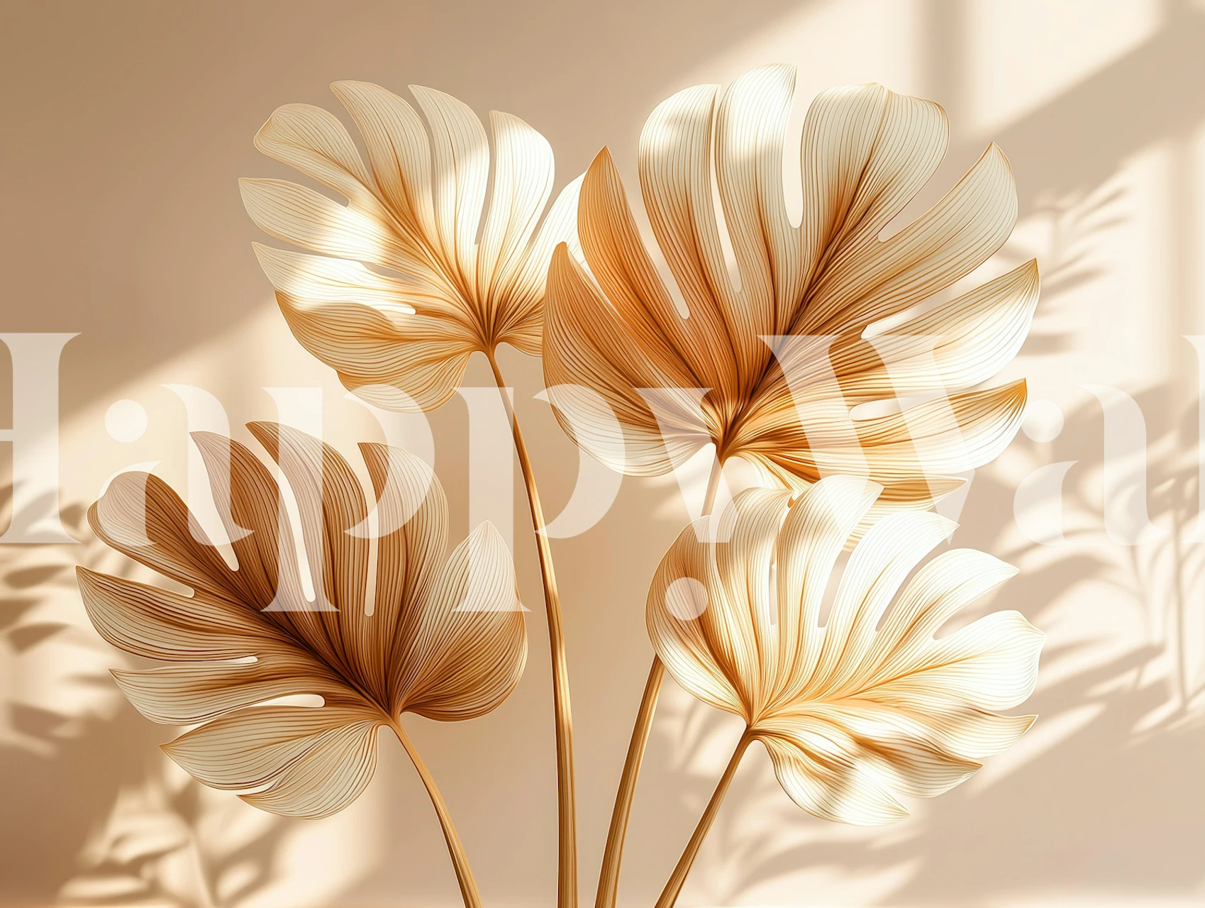 Papel pintado Elegant Leaf Shadows en una habitación