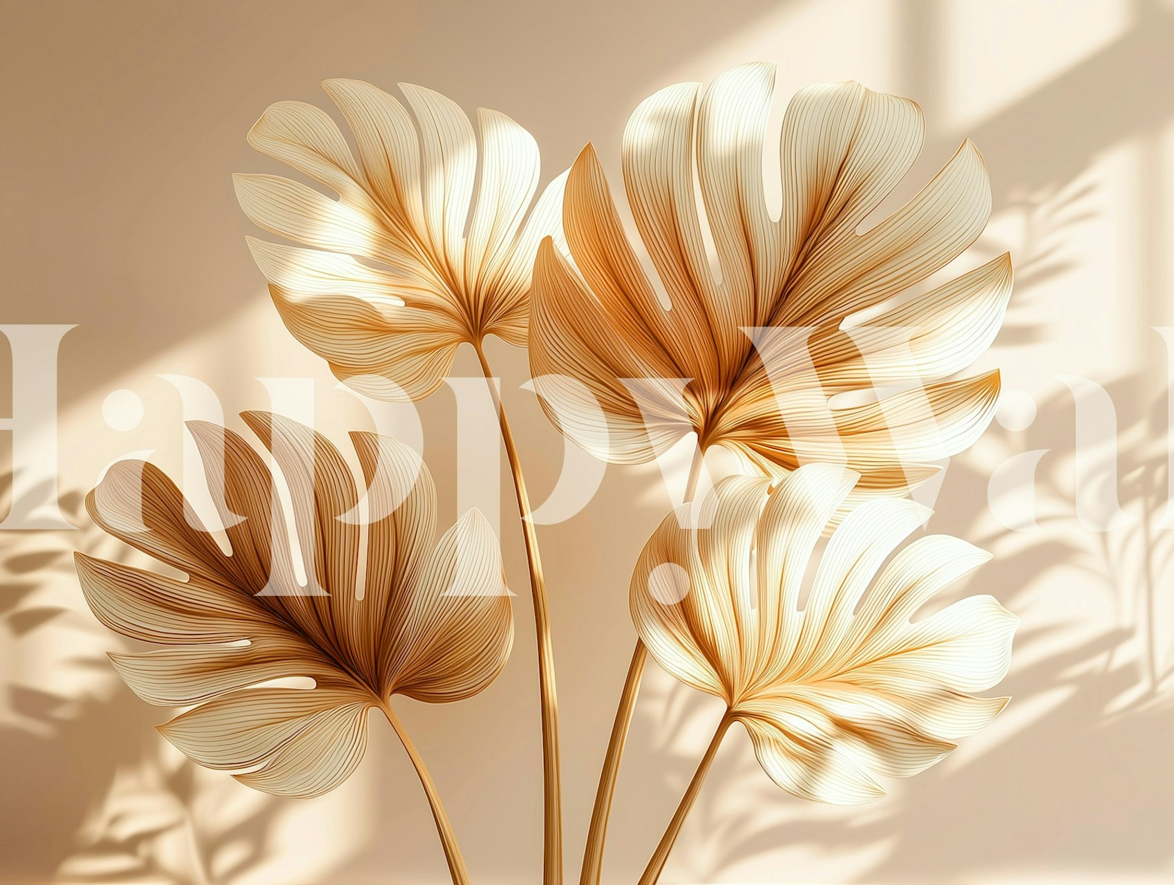 Elegant Leaf Shadows wallpaper in a room